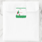 kerstbomen groen vierkante sticker (Tas)