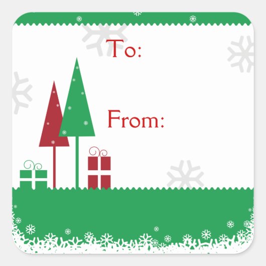 kerstbomen groen vierkante sticker (Voorkant)