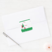 kerstbomen groen vierkante sticker (Envelop)