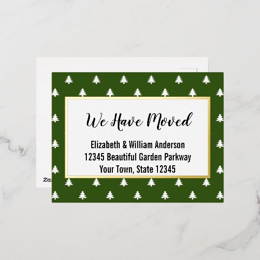 Kerstbomen groen & wit bewegende aankondiging (Voorkant / Achterkant)