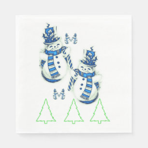 Kerstbomen Groenboek Napkins, Snowman Servet