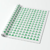 Kerstbomen groene witte sneeuwsterren sneeuwvlokke cadeaupapier (Uitgerold)