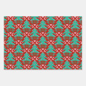 Kerstbomen, harten en snoep rood roze blauw inpakpapier vel (Voorkant 2)