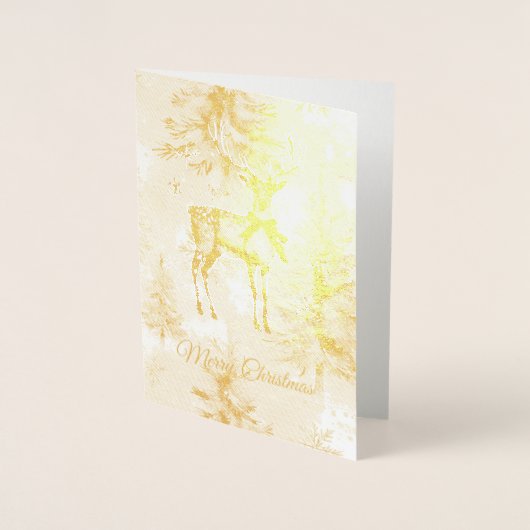 Kerstbomen Herten Sneeuwvlokken Folie Kaarten (Voorkant)
