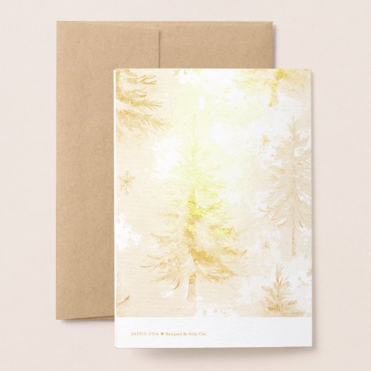 Kerstbomen Herten Sneeuwvlokken Folie Kaarten (Met envelop)