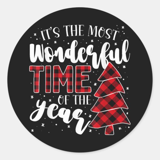 Kerstbomen Het is de mooiste tijd van de Ronde Sticker (Voorkant)
