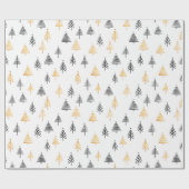 Kerstbomen Holiday Elegant Modern Black Gold Cadeaupapier (Vlak)