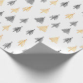 Kerstbomen Holiday Elegant Modern Black Gold Cadeaupapier (Hoek)