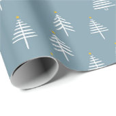 Kerstbomen Holiday Elegant Modern Blue White Cadeaupapier (Rol Hoek)