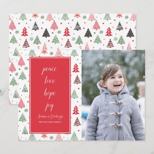 Kerstbomen Holiday Fotokaart Feestdagenkaart (Voorkant / Achterkant)