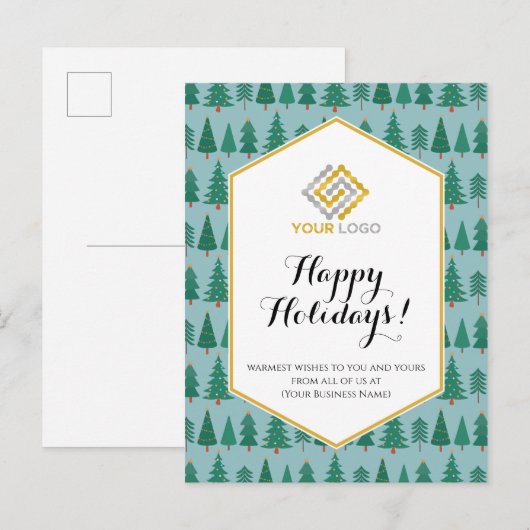 Kerstbomen Holiday Moderne Logo Business Briefkaart (Voorkant / Achterkant)