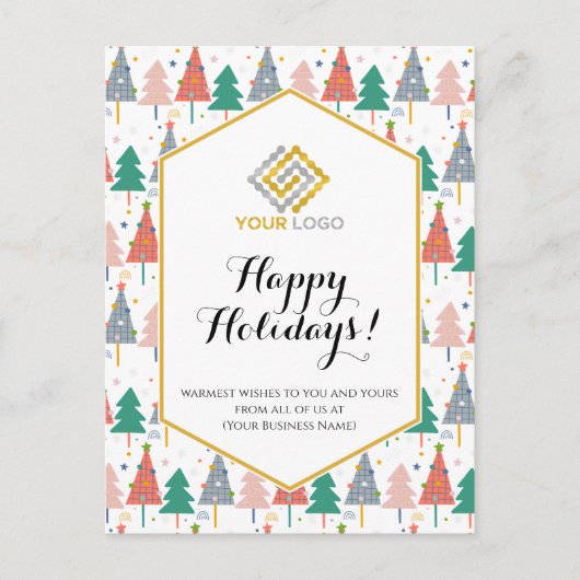 Kerstbomen Holiday Moderne Logo Business Briefkaart (Voorkant)