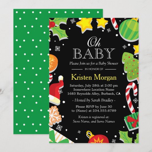 Kerstbomen Holly Berries Cute Baby shower Kaart (Voorkant / Achterkant)