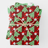 Kerstbomen, honkbal, kerstmanhoeden inpakpapier vel (In situ)