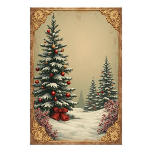 Kerstbomen in de Sneeuw Perfect Poster (Voorkant)