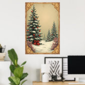 Kerstbomen in de Sneeuw Poster (Thuiskantoor)
