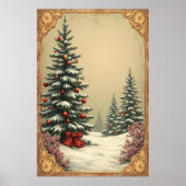 Kerstbomen in de Sneeuw Poster (Voorkant)