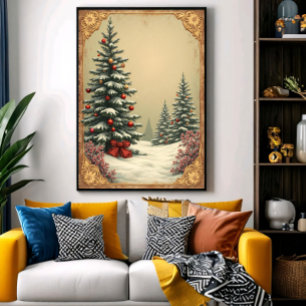 Kerstbomen in de Sneeuw Poster
