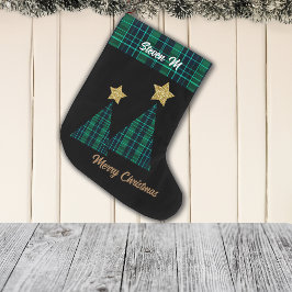 Kerstbomen in Green Plaid Gold Star Grote Kerstsok