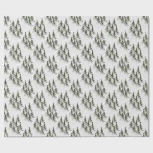 Kerstbomen in het bos cadeaupapier (Vlak)