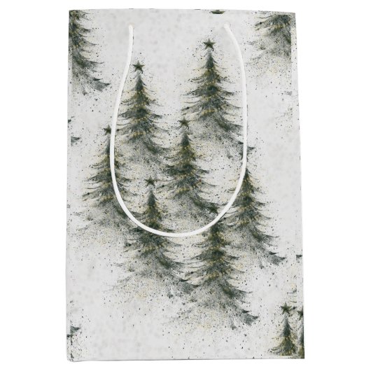 Kerstbomen in het bos medium cadeauzakje (Voorkant)