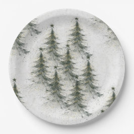 Kerstbomen in het bos papieren bordje