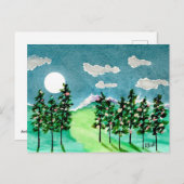Kerstbomen in het maanlicht feestdagenkaart (Voorkant / Achterkant)