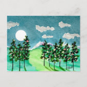Kerstbomen in het maanlicht feestdagenkaart (Voorkant)