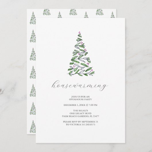 Kerstbomen in landelijke stijl Housewarmingfeestje Kaart (Voorkant / Achterkant)
