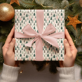 Kerstbomen in pastelkleuren inpakpapier