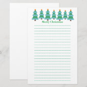 kerstbomen in Pointillism Lined Stationery Briefpapier (Voorkant / Achterkant)