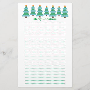 kerstbomen in Pointillism Lined Stationery Briefpapier