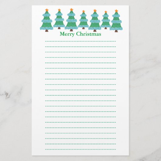 kerstbomen in Pointillism Lined Stationery Briefpapier (Voorkant)