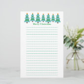kerstbomen in Pointillism Lined Stationery Briefpapier (Staand voorkant)
