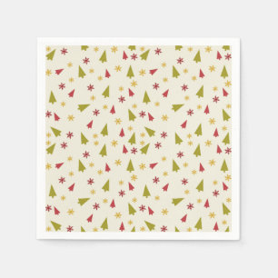 Kerstbomen in rood en groen met sterren servet