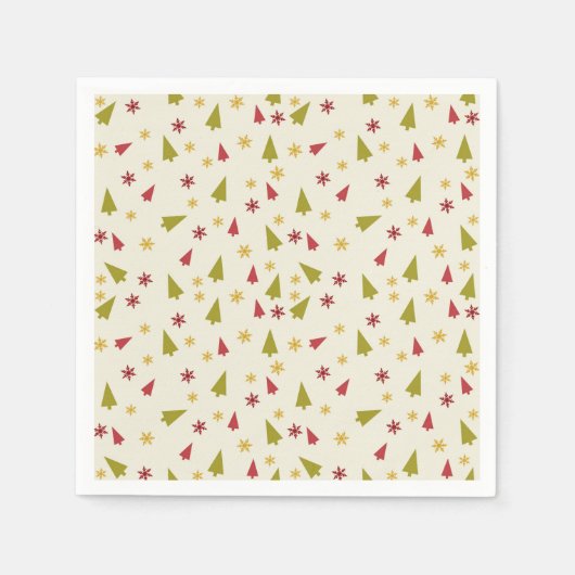 Kerstbomen in rood en groen met sterren servet (Voorkant)