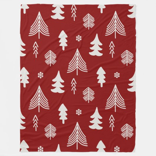 Kerstbomen in rood en wit fleece deken (Voorkant)