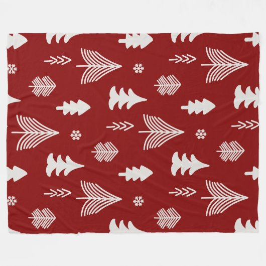 Kerstbomen in rood en wit fleece deken (Voorkant (Horizontaal))