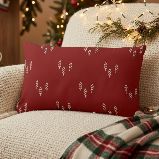 Kerstbomen in rood en wit kussen (christmas pillow red)