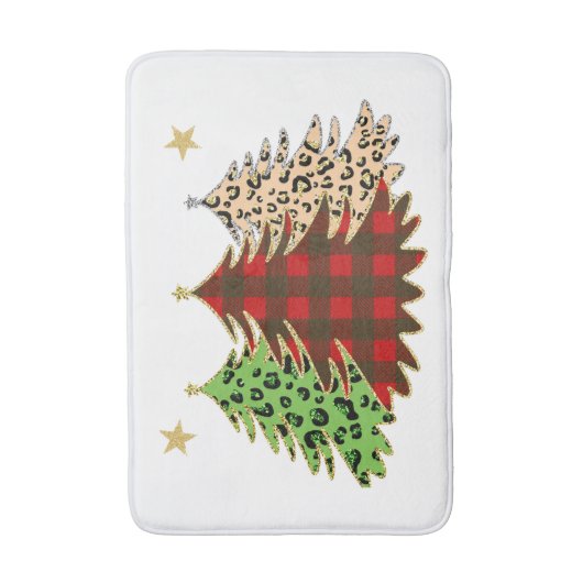 Kerstbomen in rood, groen & goud Dierenprint Badmat (Voorkant Verticaal)