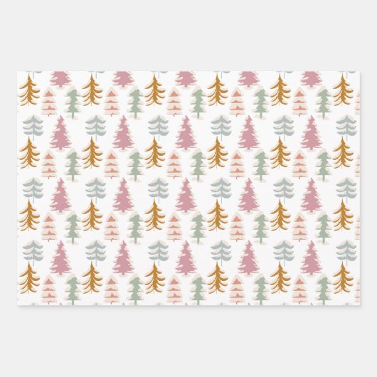kerstbomen in roze, groen en Oranje Inpakpapier Vel (Voorkant 2)