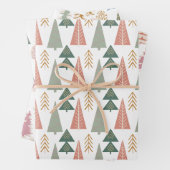 kerstbomen in roze, groen en Oranje Inpakpapier Vel (In situ)