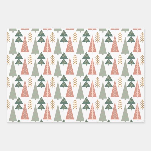 kerstbomen in roze, groen en Oranje Inpakpapier Vel (Voorkant)