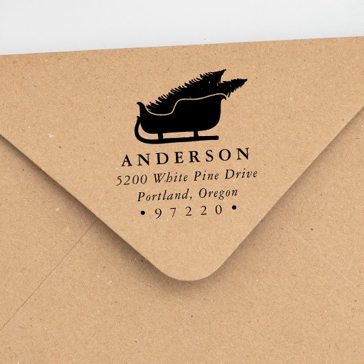 Kerstbomen in Sleigh Retouradres Zelfinktende Stempel