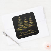 Kerstbomen in stijlvolle gouden linten Zwart Vierkante Sticker (Envelop)