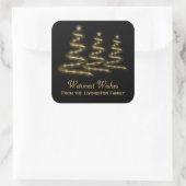 Kerstbomen in stijlvolle gouden linten Zwart Vierkante Sticker (Tas)