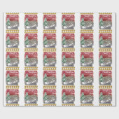 Kerstbomen in vintage stijl cadeaupapier (Vlak)