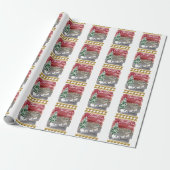 Kerstbomen in vintage stijl cadeaupapier (Uitgerold)