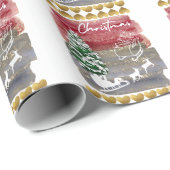 Kerstbomen in vintage stijl cadeaupapier (Rol Hoek)