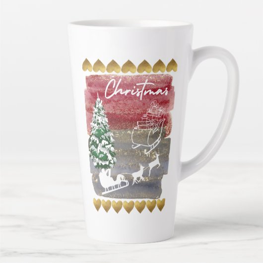 Kerstbomen in vintage stijl latte mok (Rechts)